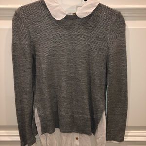 Top Shop Elite Grey White Collar Sweater